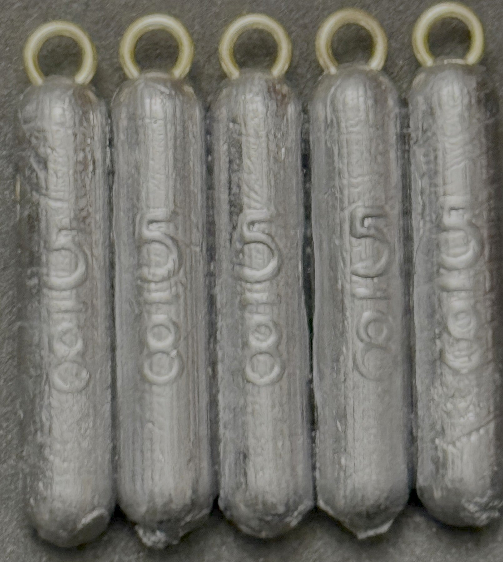 ForgeCast 5/8 oz pencil weights lined up